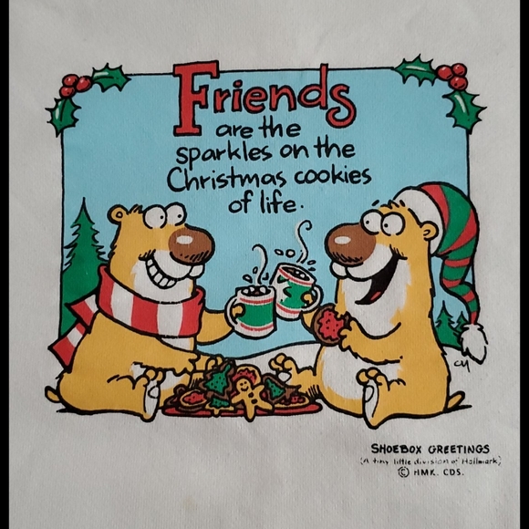 Shoebox Greetings Tops - Shoebox Greetings HALLMARK Christmas themed white sweatshirt XL Holiday BESTIES